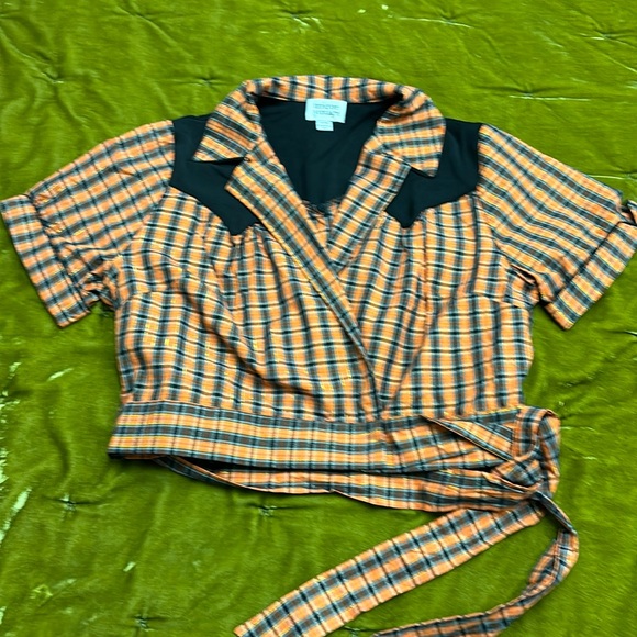 Unique vintage western wrap top xl 14 vlv pinup goth rockabilly vixen - Picture 1 of 6